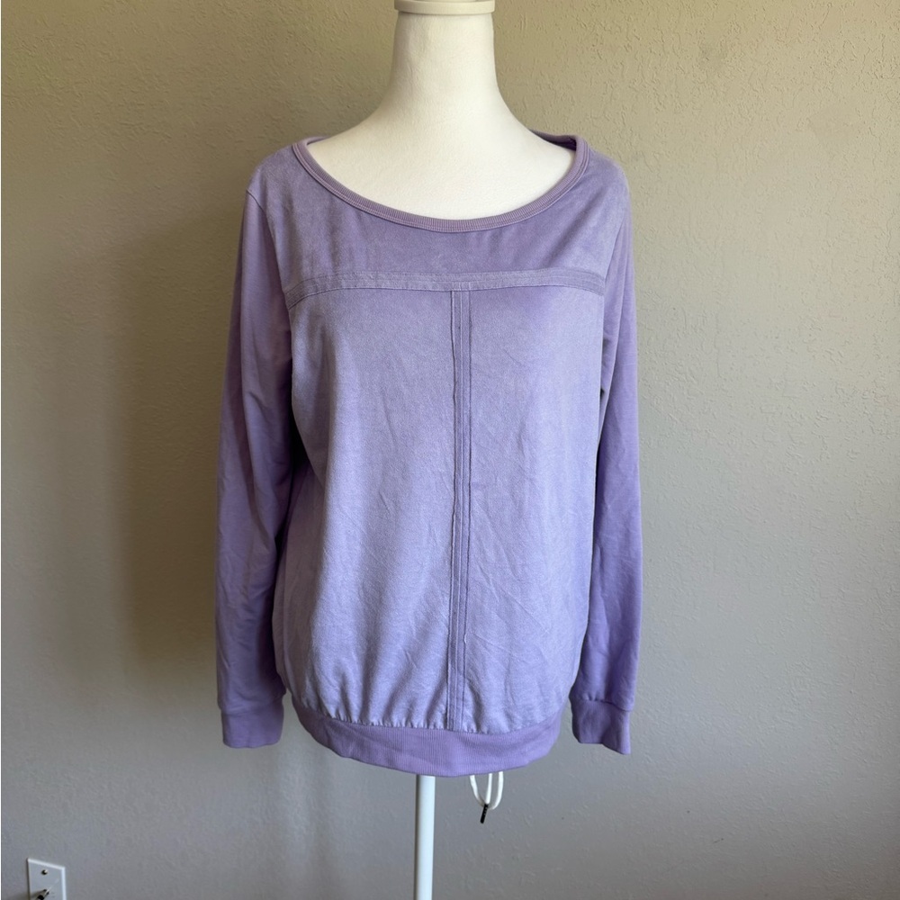 Juicy Couture Lilac Suede Long Sleeve Pullover Lightweight Sweatshirt Womens L